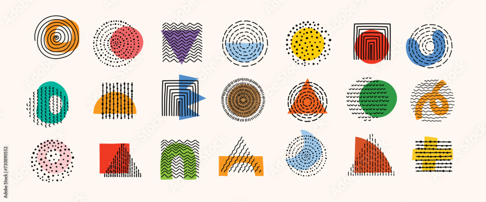 Abstract Graphic Elements in Minimal Trendy Style. Hand drawn doodle ...