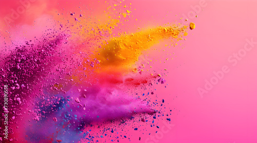 Happy holi background with colorful powder burst - Format 16:9