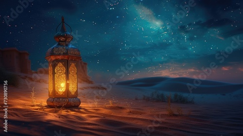 Majestic Ramadan Ruins Grand Lantern in Celestial Desert Glow