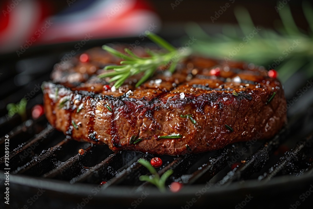 Grilled Steak with Seasonings and Herbs - A Tasty and Healthy Option for Your Monthly BBQ Generative AI Grilled Steak with Seasonings and Herbs - A Tasty and Healthy Option for Your Monthly BBQ Generative AI