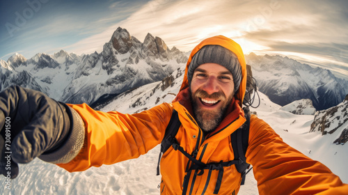 Man Taking Selfie on Mountain Top