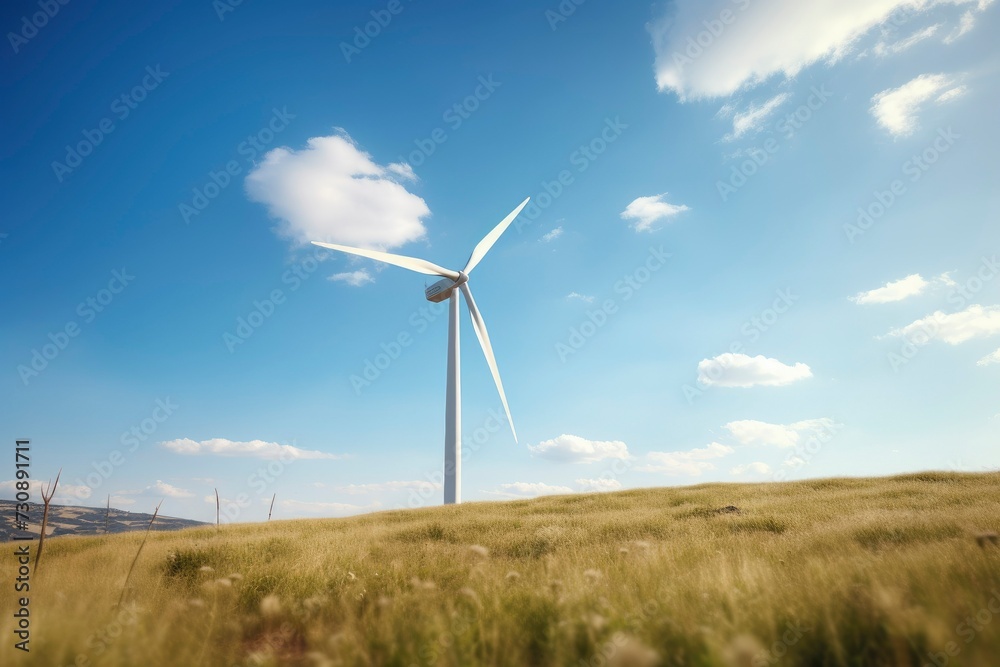 Close up view of wind farm or wind park, with high wind turbines for generation electricity with copy space. Close up view of wind farm or wind park, with high wind turbines for generation electricity with copy space.