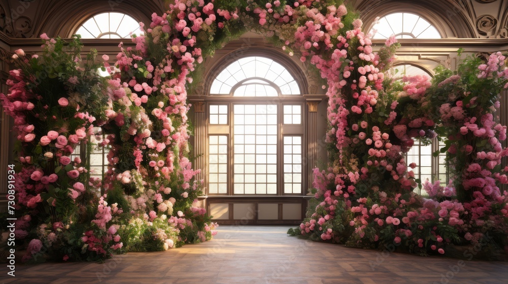 Fototapeta premium Enchanted Blooms: A Whimsical Symphony of Pink Petals. Generative AI.