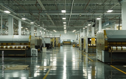 the factory floor that includes several machines