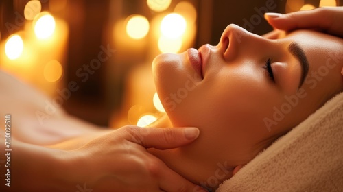 Woman enjoying anti aging facial massage