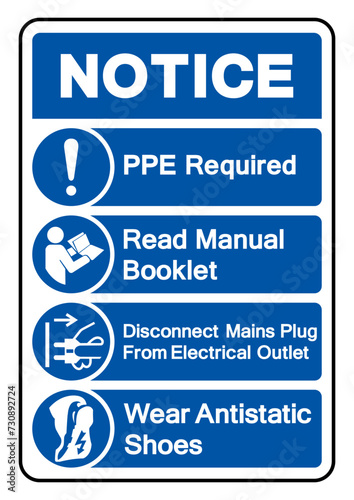 Notice PPE Required Symbol Sign, Vector Illustration, Isolate On White Background Label .EPS10