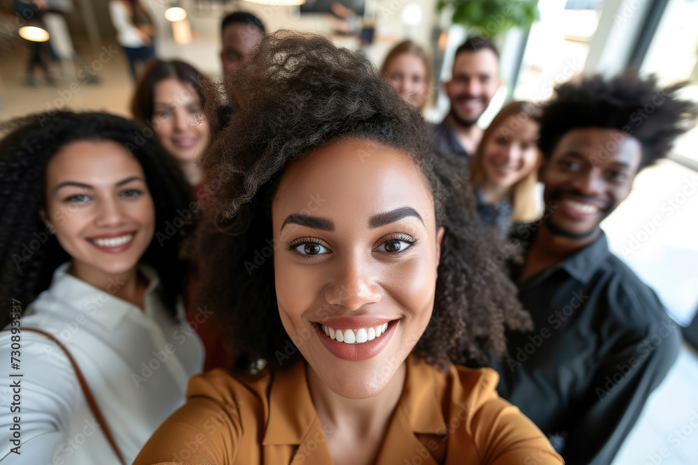 Diverse Group of Work Colleagues Taking a Selfie Diverse Group of Work Colleagues Taking a Selfie