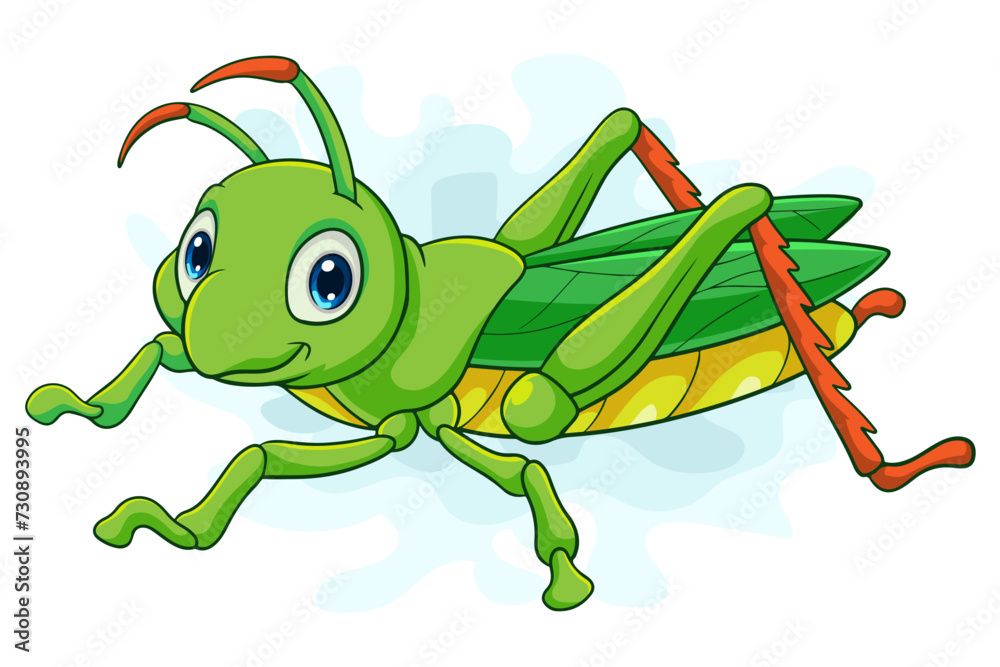 Fototapeta premium Cartoon grasshopper isolated on white background