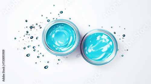 Two Jars of Blue Paint on White Surface