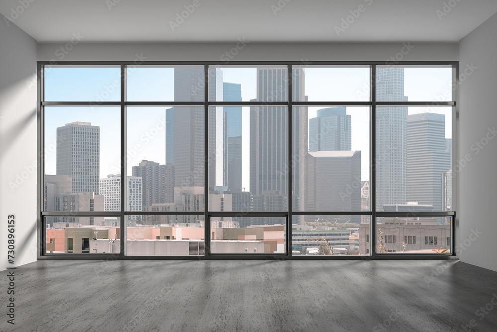 Downtown Los Angeles City Skyline Buildings from High Rise Window ...