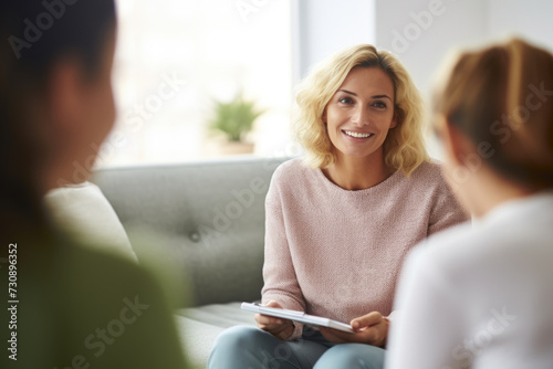 Women chatting on couch