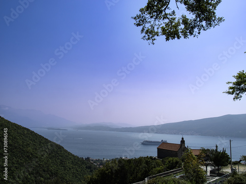 top view of the sea landscape and the old church