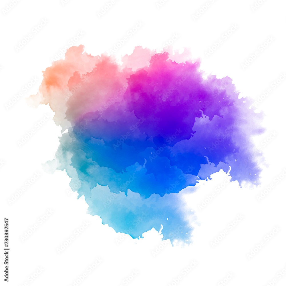 Abstract multicolored watercolor splashes on a white background