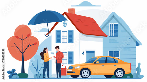 complete insurance concept. Assurance and insurance: car, real estate and property, travel, finances, health, family and life.