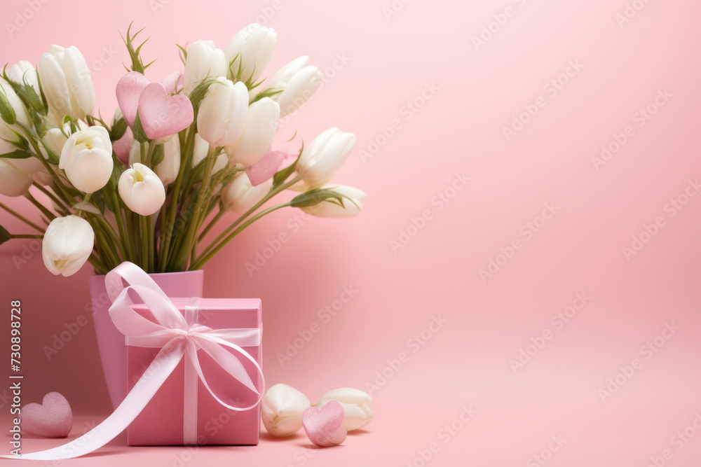 White Tulips in Pink Gift Box White Tulips in Pink Gift Box