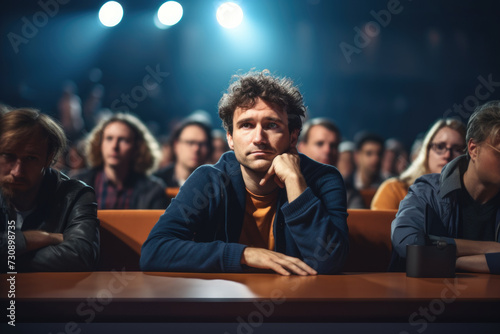 Man Sitting in Front of Crowd © vefimov