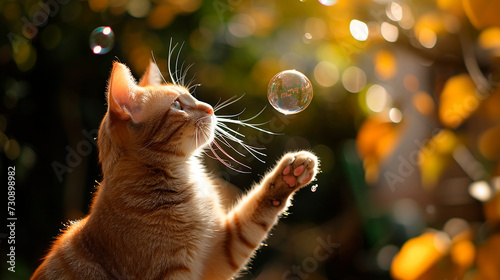 Curiosidad Felina: Gato Encantado por el Misterio de una Burbuja