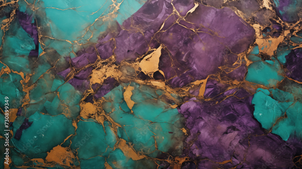 Fototapeta premium Gold, green, purple color marble background