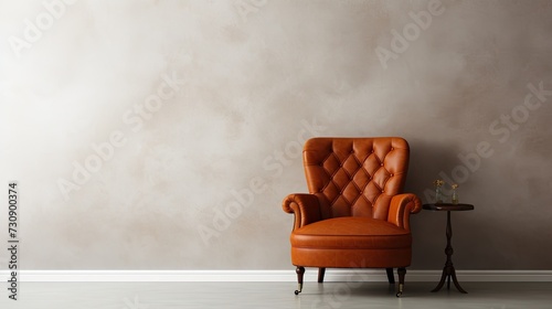 an armchair on a white wall background.