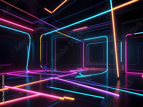 3d rendering abstract many neon color background 