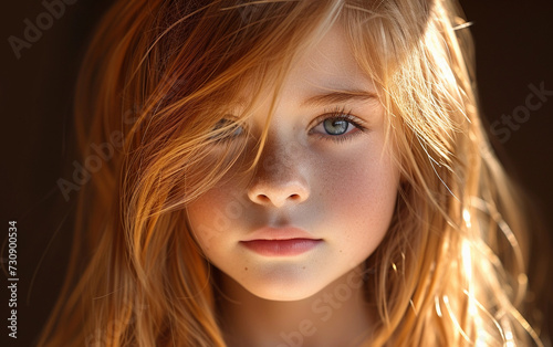 Close-Up of Multiracial Young Girl With Blue Eyes