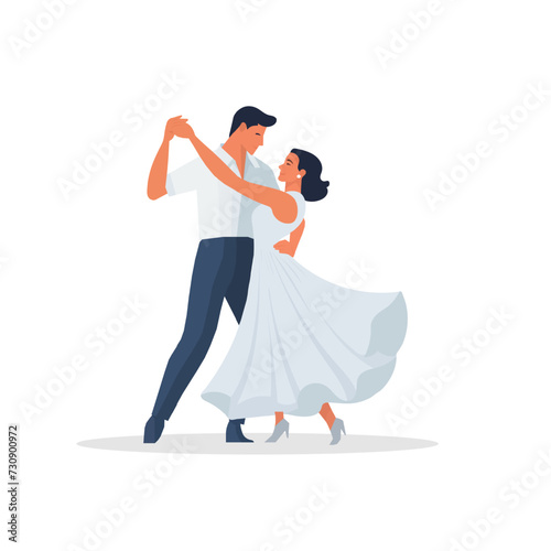 Romantic couple dancing. People in love. Relationships concept. Couple dancing tango. Two people hugging each other. Valentines day. Vector