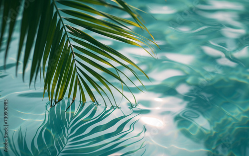 Reflection of Palm Leaf in Pool of Water