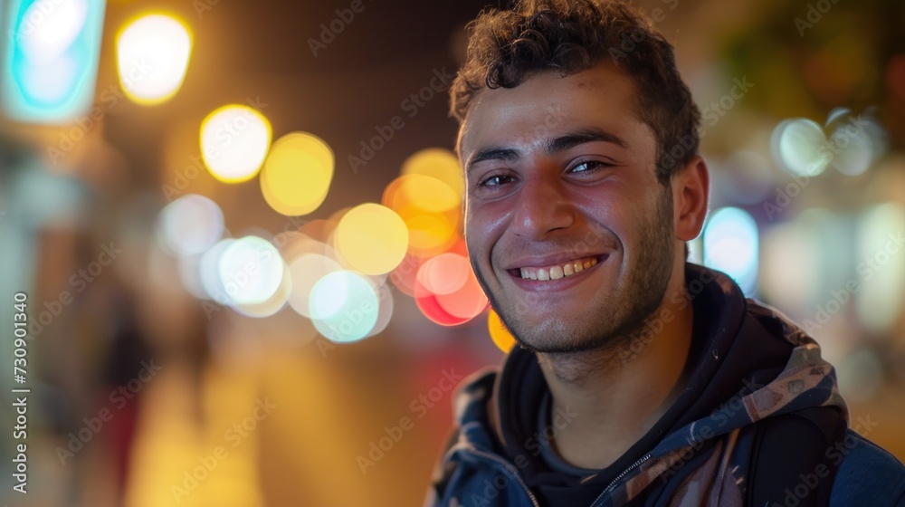 A young Druze man from Lebanon smiles looking at the camera.