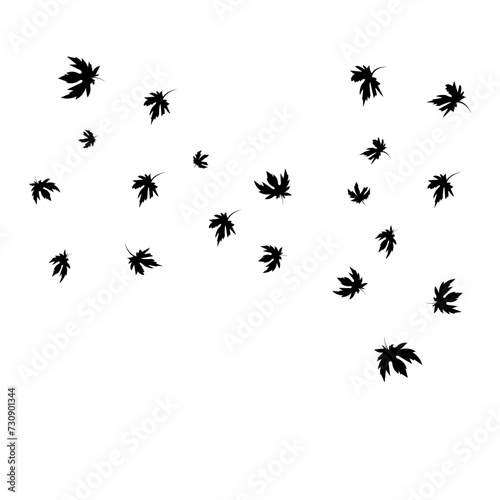 Autumn leaves falling. Falling leaves silhouettes. Nature concept. Fall vibe. Vector