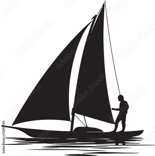 sailing windsurfer silhouette vector illustration