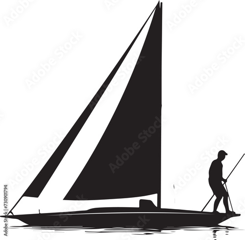 sailing windsurfer silhouette vector illustration