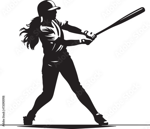 Softball Girl Vector Illustration Silhouette