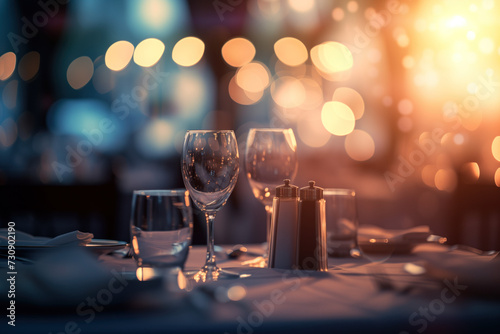 A slide background for a romantic dinner event. Muted colors  blurred. Background image. Created with Generative AI technology