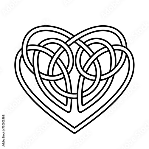 The Celtic Motherhood Knot. Celtic Heart Interlaced Symbol. Vector line art.
