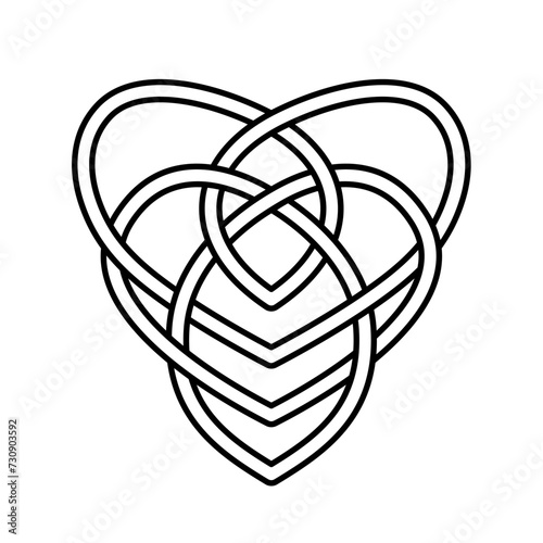 The Celtic Motherhood Knot. Celtic Heart Interlaced Symbol. Vector line art.