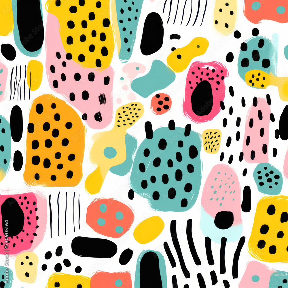 Abstract Geometric Pattern: Modern Graphic Art Design with Trendy Pink Dots and Colorful Ink. Abstract Geometric Pattern: Modern Graphic Art Design with Trendy Pink Dots and Colorful Ink.