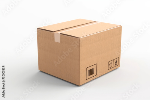 Carton box with carton box on white background. Created with artificial intelligence.