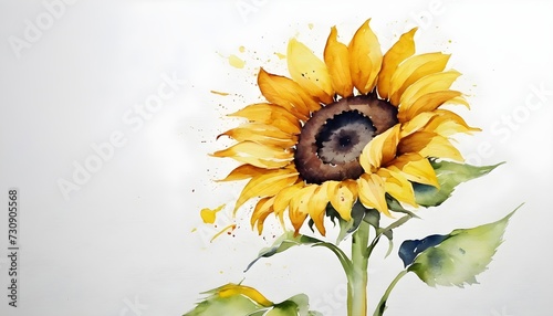 Watercolor painting of a sunflower