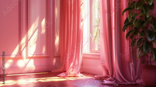 Pink silk curtains