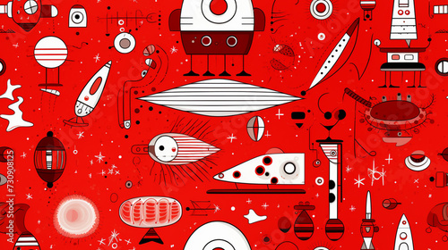 Seamless repetitive pattern abstract illustration of space figures.  Wallpaper. Background.