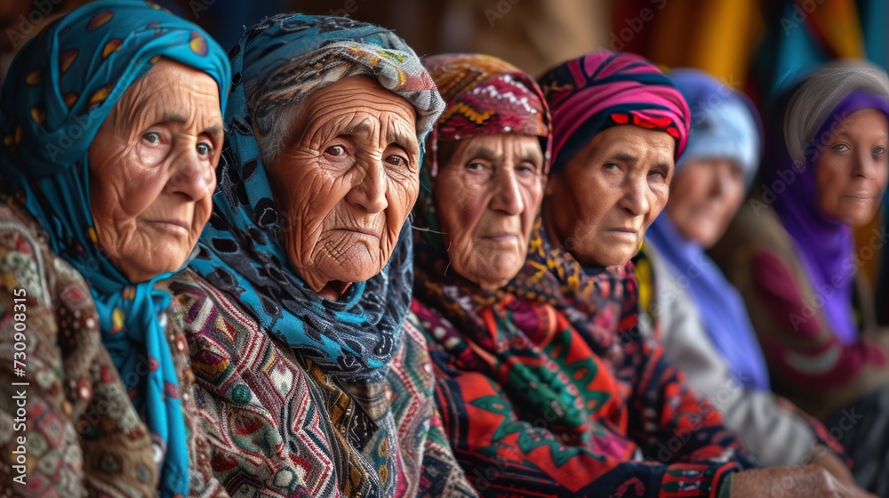 Group of Uregu Berber elderly women in Morocco