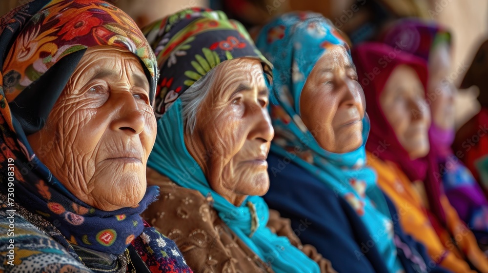 Group of Uregu Berber elderly women in Morocco