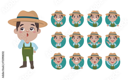Set of farmer with different poses