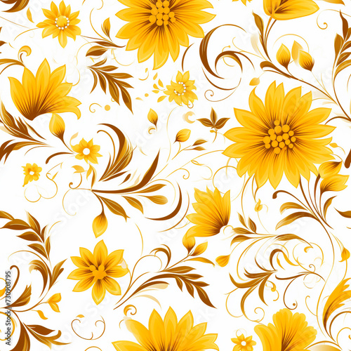 yellow flower pattern seamless on white.