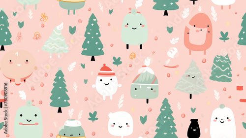 Seamless repetitive pattern abstract illustration of chistmas figures. Wallpaper. Background.