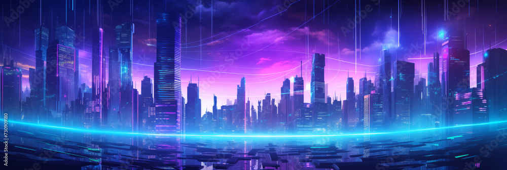 Cyberpunk Cityscape with Neon Glow Cyberpunk Cityscape with Neon Glow