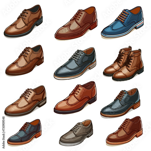set of shoes illustration on white background , set of office shoes illustration on white background , shoes illustration on white background