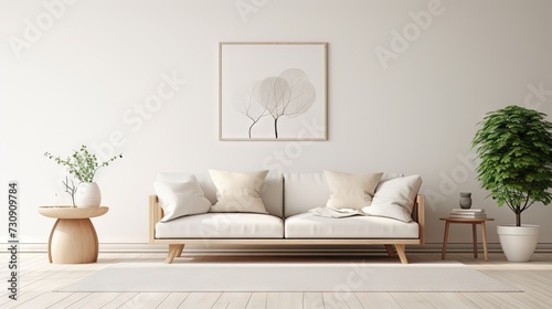 Scandinavian a minimalist modern living room background.