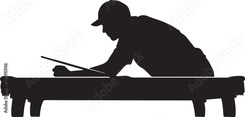 Vector illustration silhouette of the people playing in the billiards