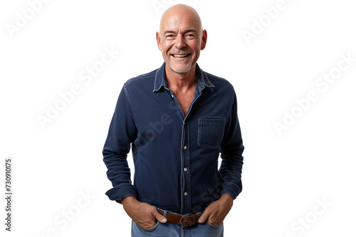 Bald Man Smiling on transparent background photo
